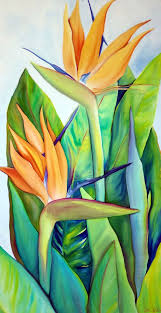 Bird Of Paradise Flower Watercolor Painting Pin By Dottie Mcmichen On Silk Painting Art Painting Colorful Art Tropical Painting