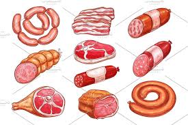 Meat Sausage Bbq Product Isolate Sketch Set Food Design Sausage Food