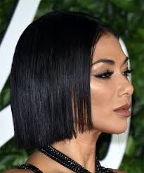 See more ideas about bob hairstyles, natural hair styles, short hair styles. Nicole Scherzinger Short Straight Black Bob Haircut With Blunt Cut Bangs