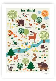 Waldtiere Poster Poster Kinderzimmer Kinder Zimmer Kinderposter