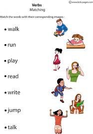 Pictures of action verbs coloring pages and many more. Verbs Matching 1 Worksheet