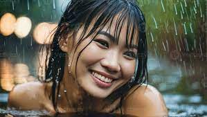 Portrait of beautiful erotic smiling wet asian woman in the water in the  rain. Generative AI 32997235 Stock Photo at Vecteezy