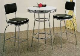 Amazon Com 50s Retro Bar Pub Bistro Table Black Barstool Stool Set Furniture Decor Dining Table In Kitchen Bar Table Bar Table And Stools