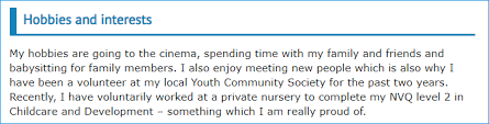 hobbies and interests to put on a cv