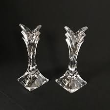 Vintage crystal glass fancy candle holders! A Pair Of Long Stem Taper Candle Holders Vintage Collectible Gift Candlesticks Crystal Candles Holders Home Decor
