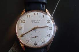 vintage hislon sub second 17 jewels mens wristwatch 1950s