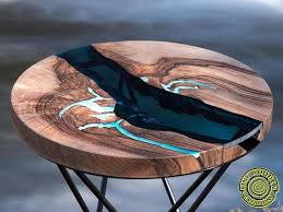 Round Live Edge River Coffee Table With Crossed Hairpin Legs Epoxy Wood Table Resin Table Resin Furniture