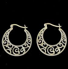 VTG Sterling Silver Side View Open Curls Design Hoop Earrings W Latch  Backs, BOHO Hippie Fem Vibe, Excellent VTG Condition, Size in Photo.
