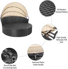 Visit safavieh.com for their complete line of daybeds, all designed for outdoor living, in colors and finishes that add a resort look to the patio or deck. Homall Patio Furniture Outdoor Daybed With Retractable Canopy Wicker Furniture Sectional Seating With Washable Cushions For Patio Backyard Porch Pool Round Daybed Separated Seating Beige Amazon Ca Patio Lawn Garden