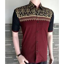 Model Baju Batik Pria Kombinasi Kain Polos Batik Model Pria