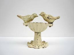 Birds Of A Feather 2019 Cast Cottage Chic Decor Cast Iron Bird Bath Rustic Iron Lovebirds Garden Statue White Ivory Cream Bird Bath Cottage Chic Decor Bird Bath Planter