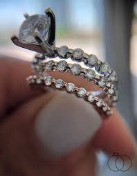 Here Is An Idea Pair A Robbins Brothers Signature Diamond Engagement Ring With A Fe With Images Signature Jewelry Stacked Wedding Bands Engagement Ring Styles