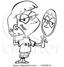 Royalty Free Rf Clip Art Illustration Of A Cartoon Black And White Outline Design Of A Woman Staring Vainly In A Mirror By Toonaday 1044015 All of these vector mirror outline resources are for free download on yawd. cartoon black and white outline design