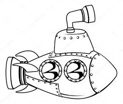 Similar with man bun png. Illustration Of A Cute Cartoon Submarine In Black And White Outline Cartoon Monochrome Cute Cartoon