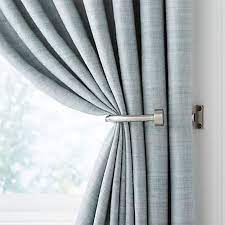 Cb Polished Nickel Curtain Tiebacks Set Of 2 Reviews Crate And Barrel In 2021 Black Curtains Black Curtain Tiebacks Curtain Tie Backs