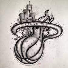 The miami heat may no longer be the nba's marquee franchise, but that doesn't affect the allegiance of one of its biggest fans, rapper rick ross, who recently decided to get the team's logo. The Basketball Looks Like An Asteroid On Fire Miami Heat Magiccity Basketball Tattoos Miami Heat Basketball Basketball Drawings