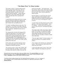 A colonel then begins to say a sexist remark. The Dinner Party By Mona Gardner