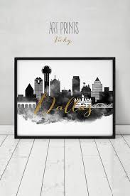 Black And White Skyline Art Dallas Skyline Dallas Print Poster Wall Art Dallas Decor Etsy Black And White Wall Art City Prints Dallas Skyline