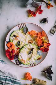 Avocado Salad With Ginger Miso Tahini Dressing And Nasturtiums Will Frolic For Food Recipe Ginger Miso Avocado Salad Raw Vegan Dinners