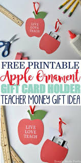 You work with the guy, you want to get something nice, but you just don't know where to go. Free Printable Apple Ornament With Gift Card Holder Teachers Gift Simple Made Pretty