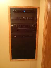 It is made from manufactured wood with a dark walnut. Easy In Wall Theater Rack 6 Steps With Pictures Instructables