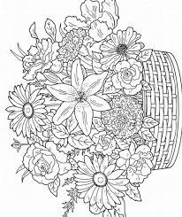 Basket Of Flowers Detailed Coloring Pages Printable Flower Coloring Pages Flower Coloring Pages