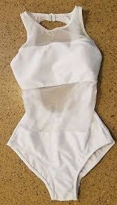 New White Venus Monokini One Piece White Mesh High Neck Swimsuit Size 10 Ebay