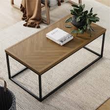 Modern coffee table / reclaimed wood rectangle cocktail table with solid steel legs. Nathan James Doxa 44 In Light Brown Black Large Rectangle Wood Coffee Table With Metal Box Frame 31104 The Home Depot In 2021 Modern Industrial Coffee Table Rectangle Coffee Table Wood Coffee Table Wood