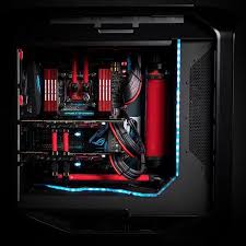 A Lovely Aura Rgb Enabled Pc From High Resolution Computers Ever Seen Red And Blue Look So Good Together Asus Ro Custom Pc Custom Computer Gaming Pc Build