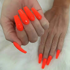 A mani like this can be great for festivals too. Coffin Pink And Orange Nails Novocom Top