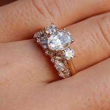 Abigail Oval 3 Stone Ring Diamond Wedding Bands Three Stone Engagement Rings Rose Gold Engagement Ring