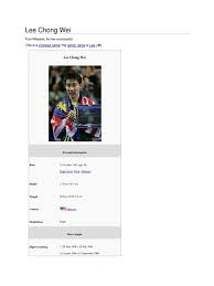Latar belakang datuk lee chong wei. Datuk Lee Chong Wei Sports Competitions Sports