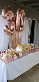 Rose Gold Cake Table Birthday Candy Table 30th Birthday Table Decor 30th Birthday Party Table Decorations