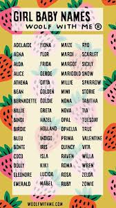 Girl Baby Names By Woolf With Me Woolfwithme Com In 2020 Baby Girl Names Unique Baby Names Baby Name List