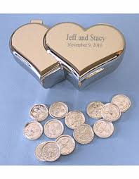 Engraved Silver Heart Box With 13 Arras Wedding Coins Hispanic Wedding Accessories Spanish Wedding Accessories Silver Engraving Wedding Accessories Arras
