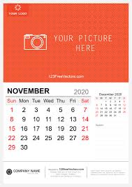 United states edition with federal holidays. Free Wall Calendar November 2020