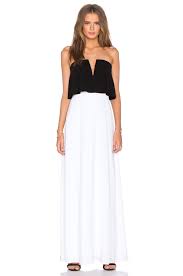 Bcbgmaxazria Alyse Strapless Maxi Dress In White Combo From Revolve Com Black White Maxi Dress Maxi Dress Cocktail Strapless Maxi Dress