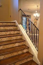 Image Result For Rod Iron Staircase With Porcelain Tile Staircase Remodel Tile Stairs Stair Remodel