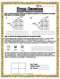 Incomplete Dominance Codominance Emoji Genetics Worksheet In 2020 Genetics Worksheets Teaching