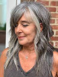 Natural Grey Hair Haircut Gray Hair Modern Shag Haircut Long Gray Hair