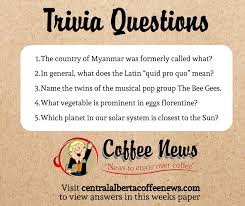 Zoe samuel 6 min quiz sewing is one of those skills that is deemed to be very. Coffee News Ca Trivia Questions So How Many Can You Get Correct Answers Available In This Weeks Paper At Www Centralalbertacoffeenews Com Facebook