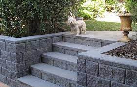 Reinforced concrete block retaining walls are a convenient way of building vertical retaining walls. Concrete Block Retaining Wall Design Landscaping Ideas Concrete Stairs Back Side Of House Backyard Retaining Walls Cinder Block Walls Concrete Retaining Walls