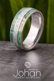 Green Men S Wedding Band With Meteorite Titanium Ring 4243 In 2021 Mens Wedding Bands Unique Mens Wedding Bands Opal Wedding Band