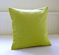 Lime Green Accent Cushion Cover Velvet Chenille 16 Inch Lime Green Pillow Cover Lime Green Cushions Green Cushions Green Throw Pillows