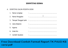 Maybe you would like to learn more about one of these? Free Download Contoh Format Raport Tk Paud Kb Versi Pdf Pendidikan Pendidikan Anak Usia Dini Kurikulum