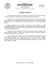 Rutherford Boro, NJ - Public Notice: RPD Scheduled for Accreditation  Assessment