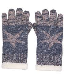 Caripe Damen Strick Handschuhe Warm Gefuttert Teddyfell Stern Gloves Winter Bous4 Jeansblau Warme Damen Winter Strickhandschuhe Meliert Mit Stern