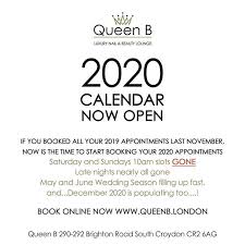 If You Booked All Your 2019 Appointments Last November Now Is The Time To Start Booking Your 2020 Appointments Saturday And Sundays 1 May Weddings June Wedding