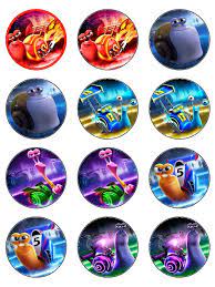 Turbo Movie Edible Icing Cupcake Toppers 54mm Cumpleanos Caracoles Personalizar