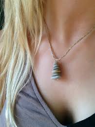 Zen Beach Stone Pendant On Long Thin Hemp Chain Both Light And Etsy Pebble Jewelry Beach Stones Jewelry Rock Jewelry